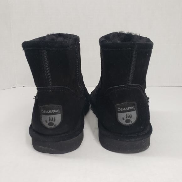 BearPaw Alyssa Boots Womens 9 Black 5" Suede Bohemian Ankle Casual Sheepskin - Picture 3 of 14